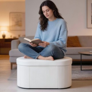 HOMCOM Πτυσσόμενος Αποθηκευτικός Πουφ από Βελούδο με Χωρητικότητα 7...