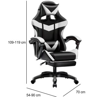 BAKAJI Καρέκλα Gaming Γραφείου με Υποπόδιο και Μαξιλάρι Οσφυϊκής κα...