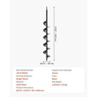 VEVOR Σπειροειδές Τρυπάνι Γης 8x60cm για Γλάστρες LXZZT1G80MM6E08ZC... VEVOR Σπειροειδές Τρυπάνι Γης 8x60cm για Γλάστρες LXZZT1G80MM6E08ZC...
