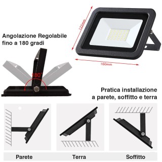 BAKAJI Φωτιστικό LED 30W Υψηλής Φωτεινότητας 2550lm Εξωτερικού Χώρο...