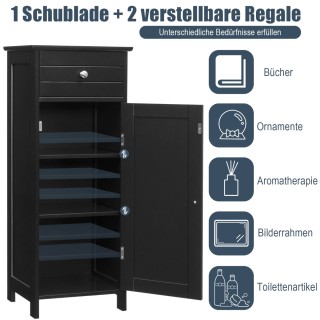 Costway Ελεύθερο ντουλάπι μπάνιου με 1 μεγάλο συρτάρι & 2 ρυθμιζόμε...