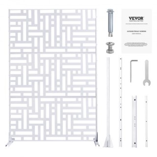 VEVOR Μεταλλικό Πάνελ Ιδιωτικότητας 47 x 76 Λευκό Εξωτερικού Χώρου ...