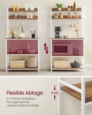 Ράφι Κουζίνας VASAGLE με Πρίζες, 40x80x170 εκ., Καφέ/Λευκό 