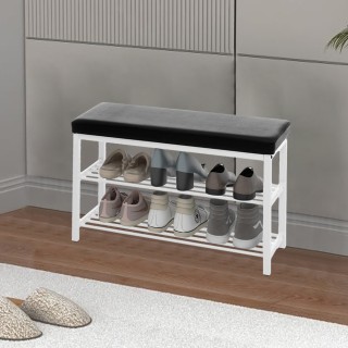 BAKAJI Λευκή Παπουτσοθήκη με Κάθισμα, Μεταλλικά Ράφια 2 Επιπέδων 8... BAKAJI Λευκή Παπουτσοθήκη με Κάθισμα, Μεταλλικά Ράφια 2 Επιπέδων 8...