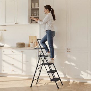 VEVOR Πτυσσόμενο Σκαλοπάτι 4 Σκαλιών με Αντιολισθητικά Πέλματα, Δίσ...