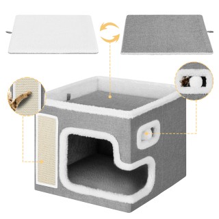 BAKAJI Γκρι Σπίτι Γάτας με Ονυχοδρόμιο 42x42x33 εκ. 02842220