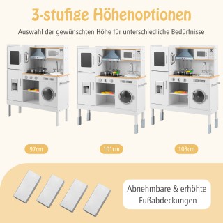 Costway Ξύλινη Παιδική Κουζίνα με 16 Αξεσουάρ Παιχνιδιού για Παιδιά...