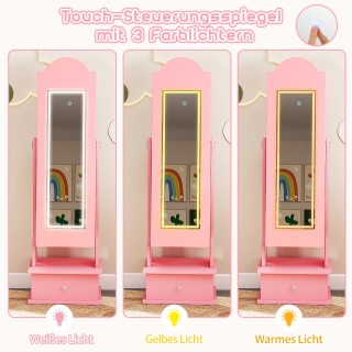 Costway Ντουλάπα Κοσμημάτων Παιδική με Φωτισμό και Ολόσωμο Καθρέφτη...