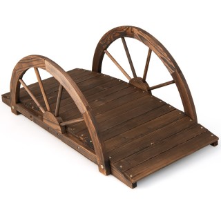 Costway Ξύλινη Γέφυρα Κήπου με Ανθεκτική Κατασκευή και Διακοσμητικά...