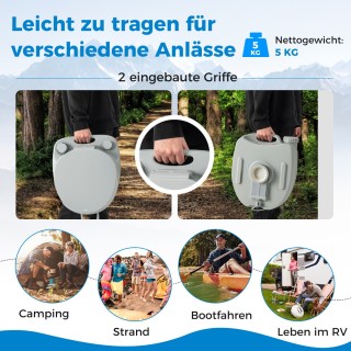 Costway  Φορητή Τουαλέτα 20L με Αποσπώμενη Δεξαμενή Αποβλήτων, Αδιά...