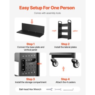 Τρόλεϊ Βιβλίων με 3 Επιπέδων και Μονής Όψης 770 x 380 x 1220 mm Μαύ...