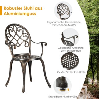 Costway Σετ Μπιστρό 3 Τεμαχίων από Χυτοπρεσαριστό Αλουμίνιο για Εξω...