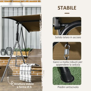 Outsunny Κούνια Κήπου 3 Θέσεων με Ρυθμιζόμενο Κάλυμμα, από Ατσάλι κ...