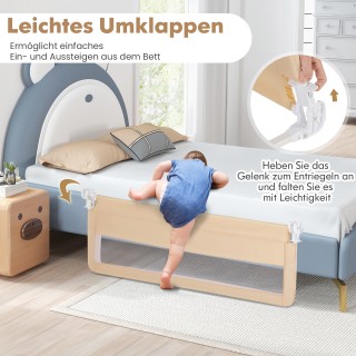 Costway 150 εκ. Αναδιπλούμενο Παιδικό Κάγκελο Κρεβατιού με Αφαιρούμ...