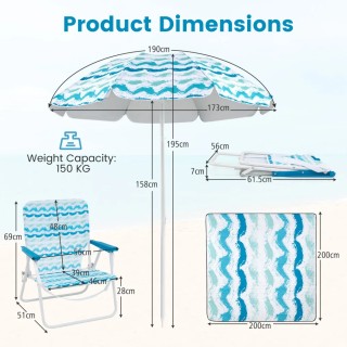 Costway Σετ 2 Καρεκλάκια Παραλίας με Ομπρέλα & Ψάθα – Αναδιπλούμεν... Costway Σετ 2 Καρεκλάκια Παραλίας με Ομπρέλα & Ψάθα – Αναδιπλούμεν...