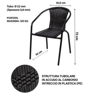 Galileo Εξωτερική καρέκλα με πλεκτά μπράτσα, δομή από ανθρακοχάλυβα...