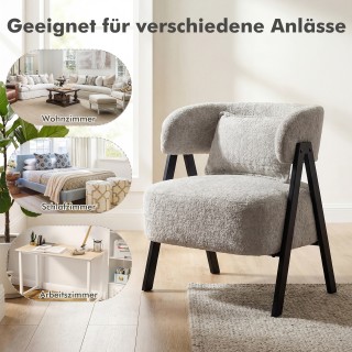 Costway Γκρι Πολυθρόνα Lounge με Γούνινη Επένδυση, Μεταλλικά Πόδια ... Costway Γκρι Πολυθρόνα Lounge με Γούνινη Επένδυση, Μεταλλικά Πόδια ...