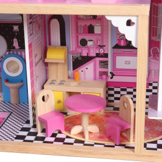 BAKAJI  Ξύλινο Σπιτάκι Κούκλας Παιδικό 3 ορόφων με Έπιπλα Αξεσουάρ ...