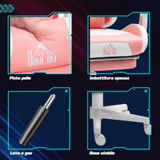 HOMCOM  Εργονομική Καρέκλα Gaming με Αυτιά Γάτας, Υποπόδιο, Οσφυϊκή...