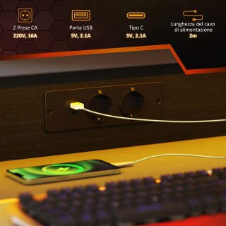 HOMCOM  Γραφείο Gaming με LED Φώτα και Υποστήριξη για Οθόνη, από Μο...