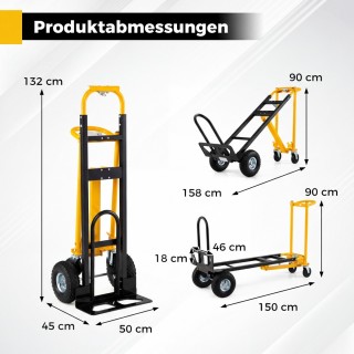 Costway Πτυσσόμενο χειροκαρότσι και καρότσι μεταφοράς 3 σε 1 με πνε...