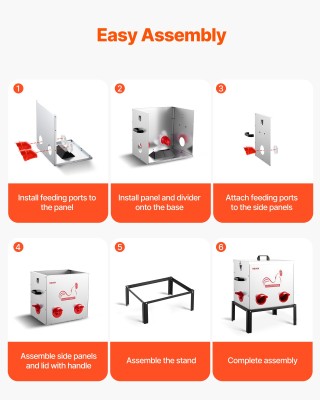 VEVOR Αυτόματη Ταΐστρα Κοτόπουλων 22,68 kg με 6 Θύρες σε Μεταλλική ...