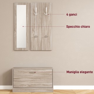 HOMCOM Σετ Εισόδου 3 Τεμαχίων με Παπουτσοθήκη, Κρεμάστρα και Καθρέφ...