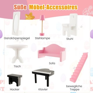 Costway Ξύλινο Κουκλόσπιτο με 3 Ορόφους και 8 Έπιπλα για Παιδιά απ... Costway Ξύλινο Κουκλόσπιτο με 3 Ορόφους και 8 Έπιπλα για Παιδιά απ...