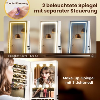 Costway Περιστρεφόμενη 360° Ντουλάπα Κοσμημάτων με Φωτισμό & Καθρέφ...