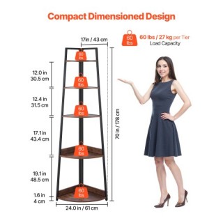 VEVOR Πενταώροφη Γωνιακή Ραφιέρα 43x43x178 εκ για Βιβλία και Φυτά Z... VEVOR Πενταώροφη Γωνιακή Ραφιέρα 43x43x178 εκ για Βιβλία και Φυτά Z...