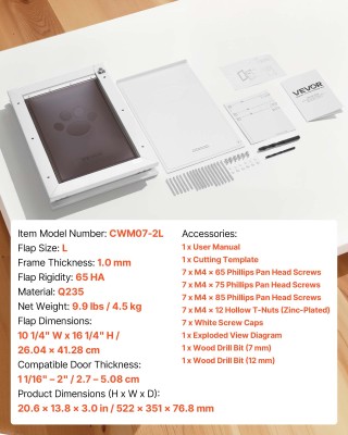 VEVOR Μεγάλη Πόρτα Κατοικιδίων με Διπλές Μαγνητικές Πτερύγες και Με...