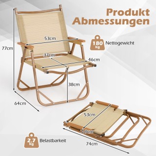 Costway Σετ 2 Πτυσσόμενες Καρέκλες Camping με Αλουμινένιο Σκελετό, ...