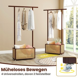 Costway Βάση Ρούχων από Μπαμπού με Καλάθι Ραττάν και Ρόδες σε Φυσικ... Costway Βάση Ρούχων από Μπαμπού με Καλάθι Ραττάν και Ρόδες σε Φυσικ...