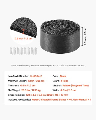 VEVOR Ρολό από Ανακυκλωμένο Καουτσούκ, 4 Ρολά 305 x 11.5 cm, Μόνιμο... VEVOR Ρολό από Ανακυκλωμένο Καουτσούκ, 4 Ρολά 305 x 11.5 cm, Μόνιμο...