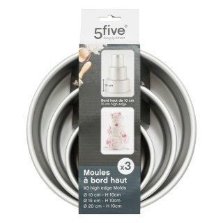 5Five Simply Smart Σετ 3 Φόρμες Κέικ Αλουμινίου με Ψηλό Τοίχωμα 189409