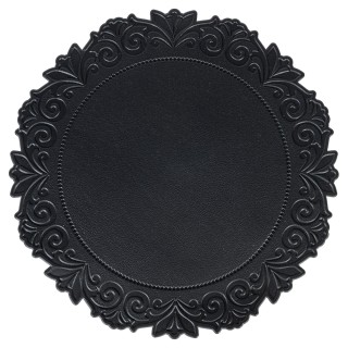 Villa dEste Home Σετ 6 τμχ Στρογγυλό μαύρο σουπλά PVC με άνθινο σχέ...