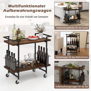 Costway  Διόροφος Καρότσι Αποθήκευσης με Μεταλλικό Σκελετό και Ρόδε...