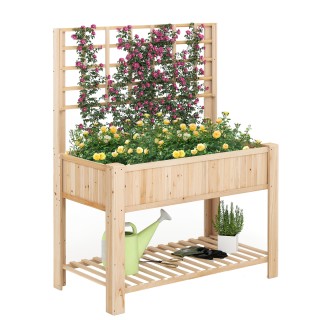 Costway Υπερυψωμένο Παρτέρι με Πέργκολα και Ράφι, Ξύλινη Ζαρντινιέρ... Costway Υπερυψωμένο Παρτέρι με Πέργκολα και Ράφι, Ξύλινη Ζαρντινιέρ...