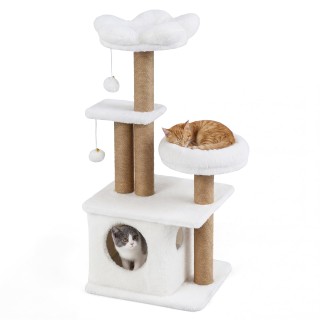 Costway Δέντρο Γάτας 96 εκ. με Φωλιά, Πλατφόρμα, Κρεβάτι και 2 Μπαλ...