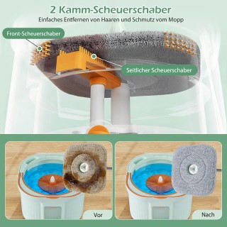 Costway Σετ Σφουγγαρίστρας και Κουβά με Διαχωρισμό Καθαρού/Βρώμικου...