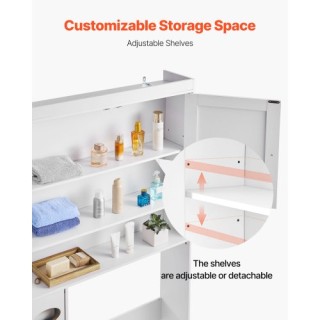 VEVOR Λευκό Ντουλάπι Αποθήκευσης Μπάνιου με Ρυθμιζόμενο Ράφι 67.4 C...