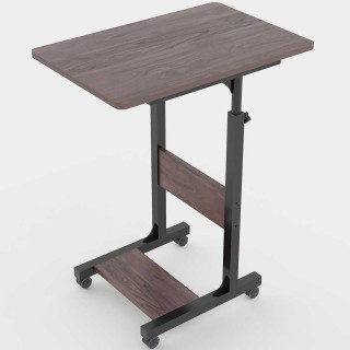 BAKAJI Ρυθμιζόμενο Τραπέζι Γραφείου Υπολογιστή με Ρόδες Καρυδιάς 02...