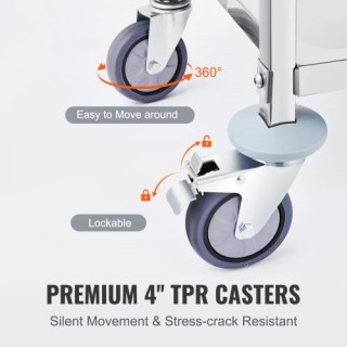 Καρότσι Ανοξείδωτο VEVOR 3 Επιπέδων, 400 lbs, με Ρόδες για Εργαστήρ...