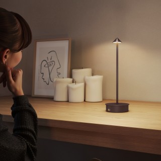 HOMCOM Επαναφορτιζόμενη Επιτραπέζια Λάμπα Αφής με Θύρα USB, Ρυθμιζό...