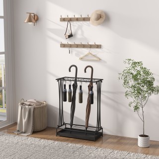 HOMCOM  Ομπρελοθήκη με Δοχείο Νερού, 21 Θέσεις και 24 Γάντζοι για Ο...