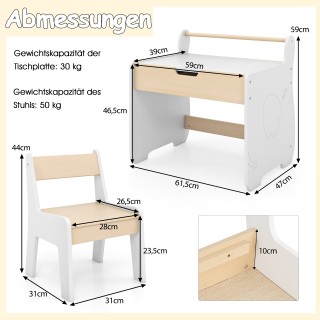 Costway Παιδικό Καλλιτεχνικό Σετ Τραπέζι & Καρέκλα από Ξύλο, Δράση... Costway Παιδικό Καλλιτεχνικό Σετ Τραπέζι & Καρέκλα από Ξύλο, Δράση...