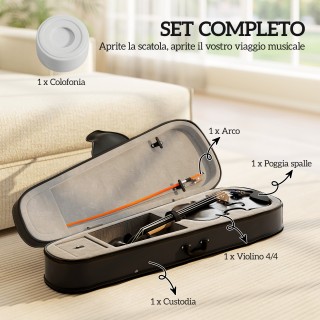 HOMCOM Βιολί 4/4 από Ξύλο Έλατου και Σφενδάμου με Θήκη, Δοξάρι, Υπο... HOMCOM Βιολί 4/4 από Ξύλο Έλατου και Σφενδάμου με Θήκη, Δοξάρι, Υπο...
