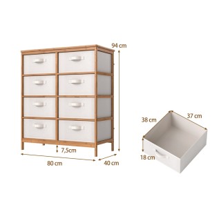 Costway Κομμό Με 8 Αποσπώμενα Υφασμάτινα Συρτάρια 80 x 40 x 94 cm  ...