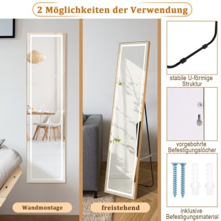 Costway LED Φωτιζόμενος Ολόσωμος Καθρέφτης με Ρυθμιζόμενο Φως και ... Costway LED Φωτιζόμενος Ολόσωμος Καθρέφτης με Ρυθμιζόμενο Φως και ...