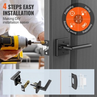 VEVOR Λαβή Πόρτας 5ΤΜΧ Μαύρη Τετράγωνη Εσωτερική Αντιστρέψιμη YSMJS...